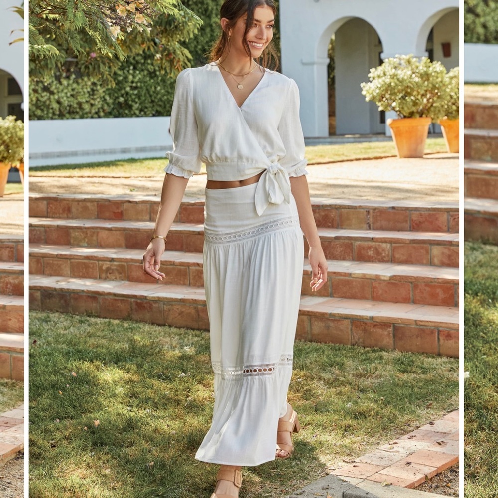 NWOT Cream Tiered Maxi Skirt | Medium